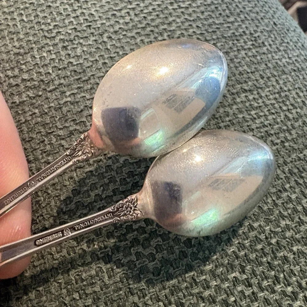 SET TWO International Sterling Silver Prelude Demitasse Spoon 4.25